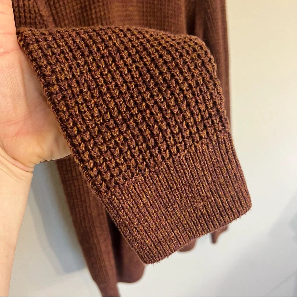 NWT L.L. Bean men’s organic cotton waffle knit 1/4 zip sweater L Tall rust brown